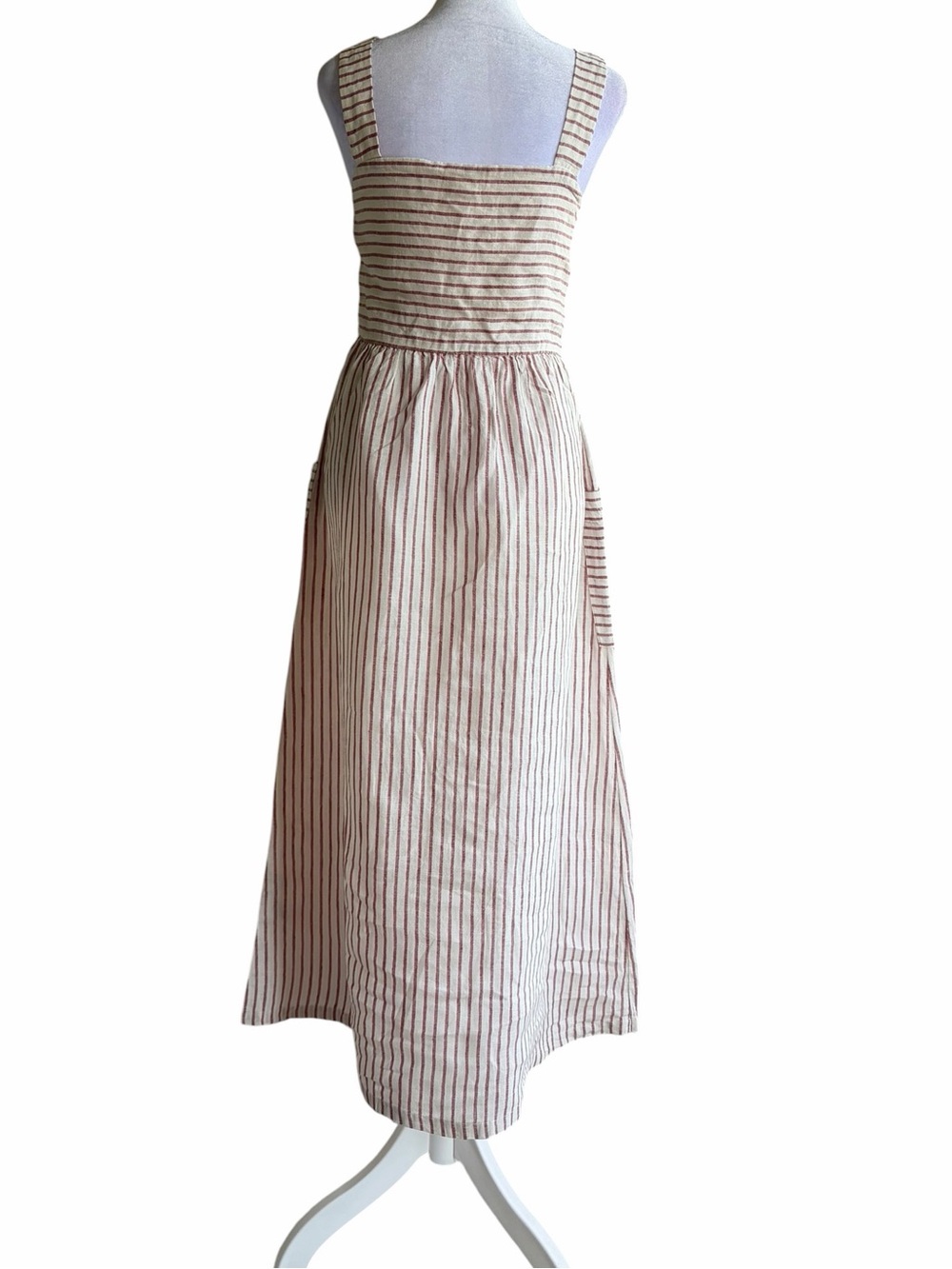 Artisan Ny Cream and Brown Striped Button-Front Midi Sundress - Picture 5 of 7